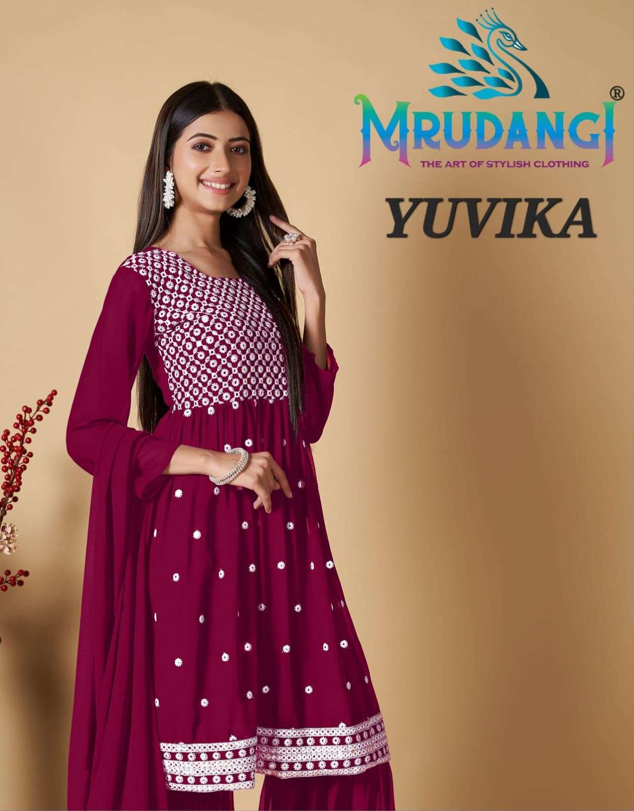 YUVIKA BY MRUDANGI 2044 TO 2046 SERIES GEORGETTE HEAVY WORK READYMADE DRESSES