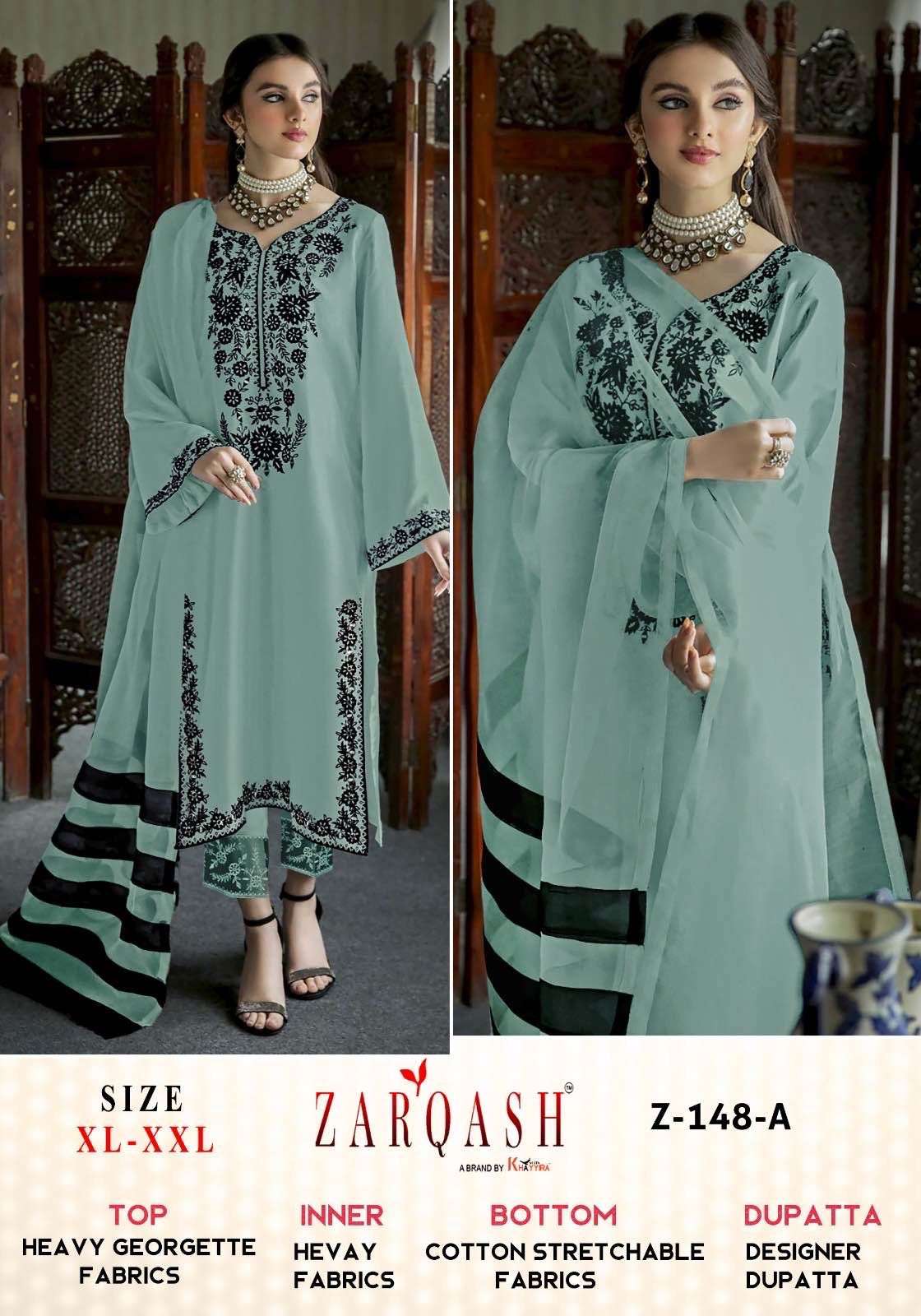 Z-148 COLOURS BY ZARQASH 148-A TO 148-E SERIES GEORGETTE EMBROIDERY READYMADE DRESSES