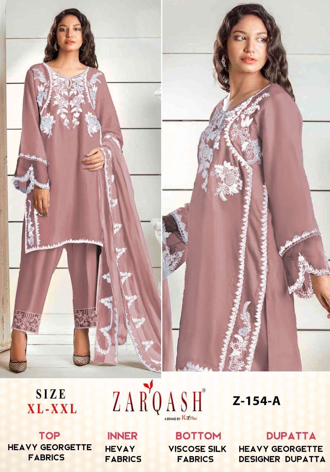 Z-154 COLOURS BY ZARQASH 154-A TO 154-C SERIES FAUX GEORGETTE WORK READYMADE DRESSES