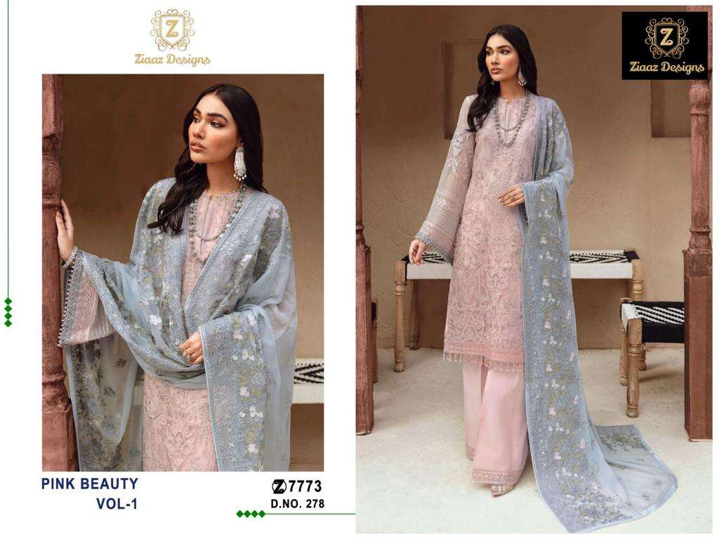 Z-287 HIT DESIGN BY ZIAAZ DESIGNS ORGANZA EMBROIDERY HANDWORK PAKISTANI DRESS