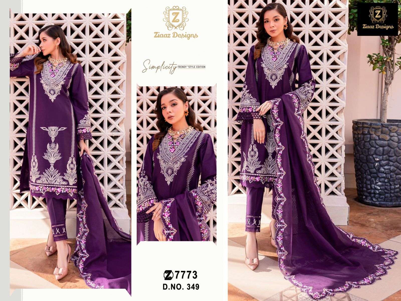 Z-349 HIT DESIGN BY ZIAAZ DESIGNS RAYON EMBROIDERY PAKISTANI DRESS