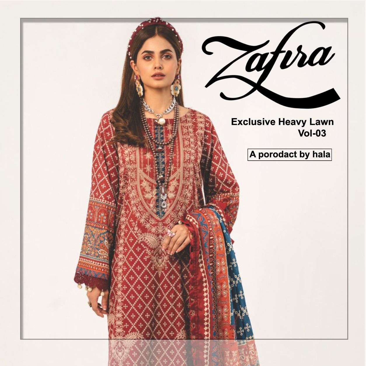 ZAFIRA VOL-3 BY HALA PURE LAWN COTTON PRINT PAKISTANI DRESSES