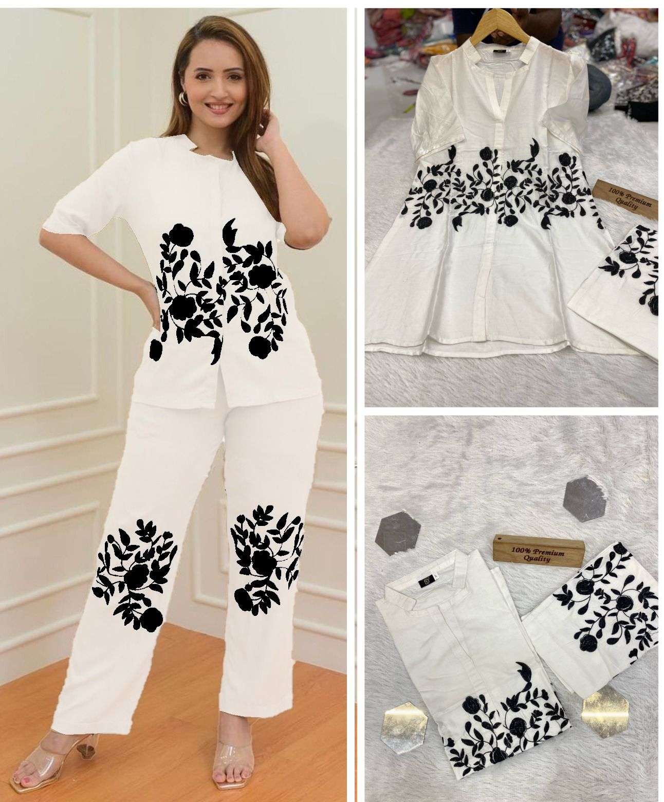 3-STAR BY AQSAWHOLESALE HEAVY RAYON EMBRODIERY WORK CO-ORD SET