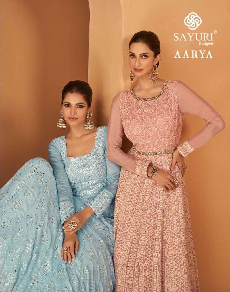 AARYA BY SAYURI 5277 TO 5279 SERIES REAL GEORGETTE EMBROIDERY WORK GOWN & DUPATTAS