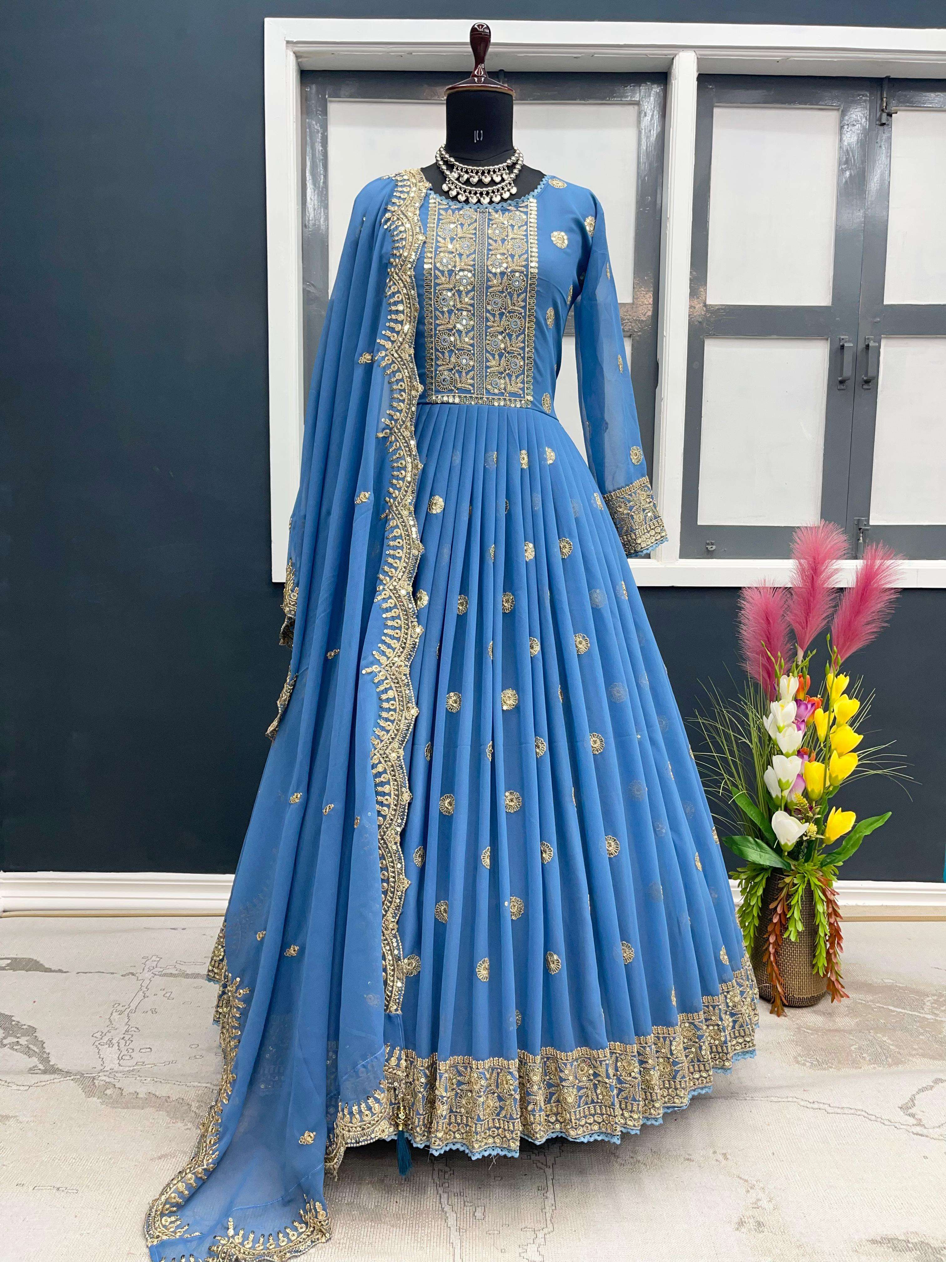 AD-040 COLOURS BY AQSAWHOLESALE FAUX GEORGETTE WORK ANARKALI READYMADE DRESSES