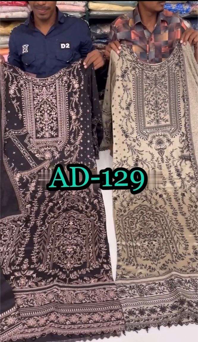 AD-129 NX BY AQSAWHOLESALE FAUX GEORGETTE EMBROIDERY WORK READYMADE DRESSES