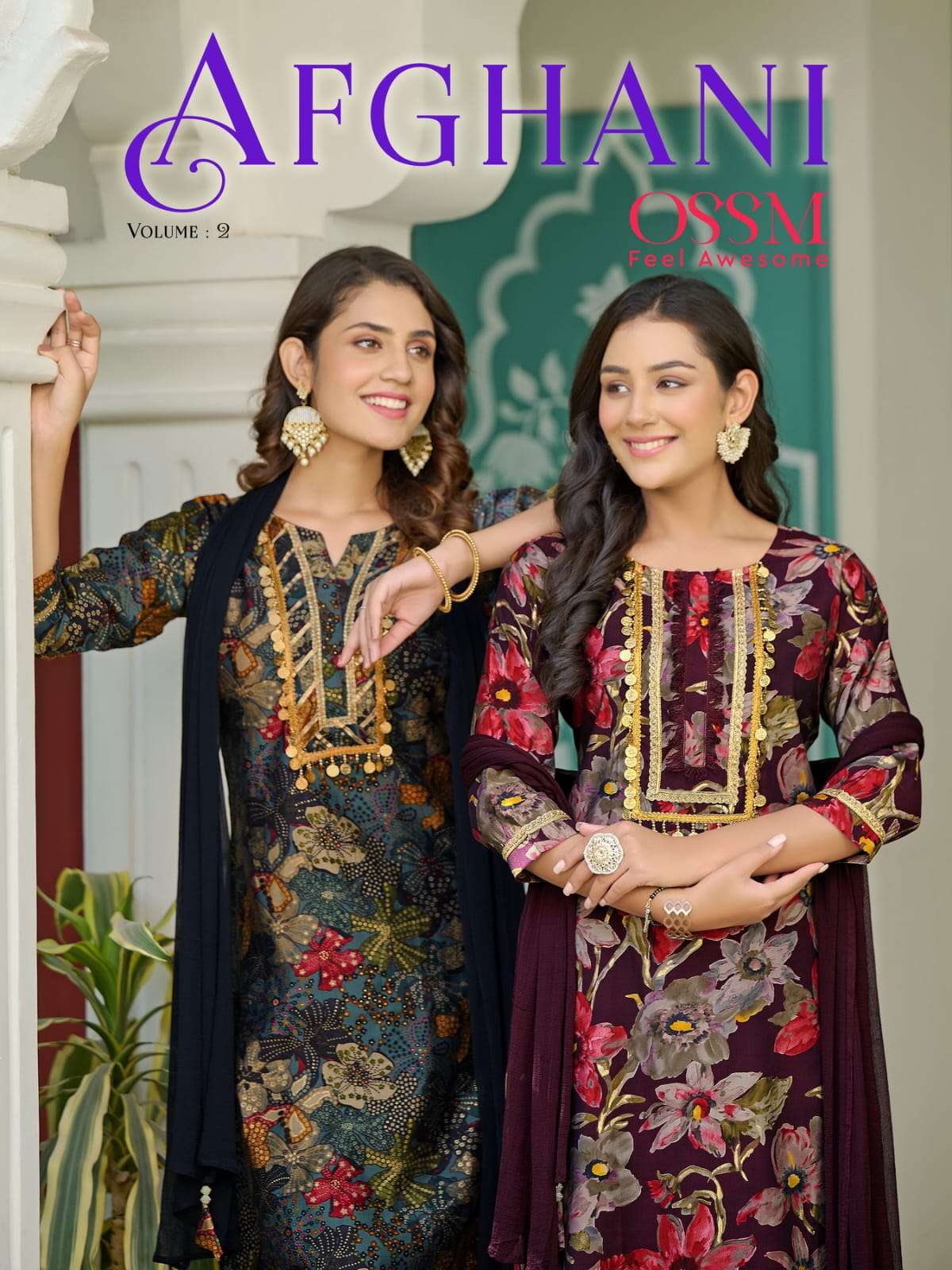 AFGHANI VOL-2 BY OSSM 201 TO 206 SERIES MODAL CHANDERI FOIL PRINT READYMADE DRESSES