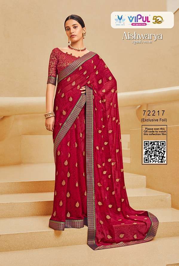 AISHWARYA BY VIPUL 72207 TO 72218 SERIES GEORGETTE WORK DESIGENR SAREES