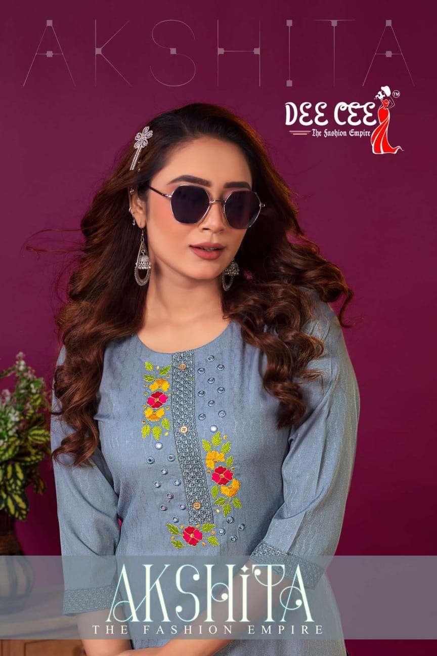 AKSHITA BY DEE CEE 1001 TO 1006 SERIES FANCY EMBROIDERY WORK KURTIS