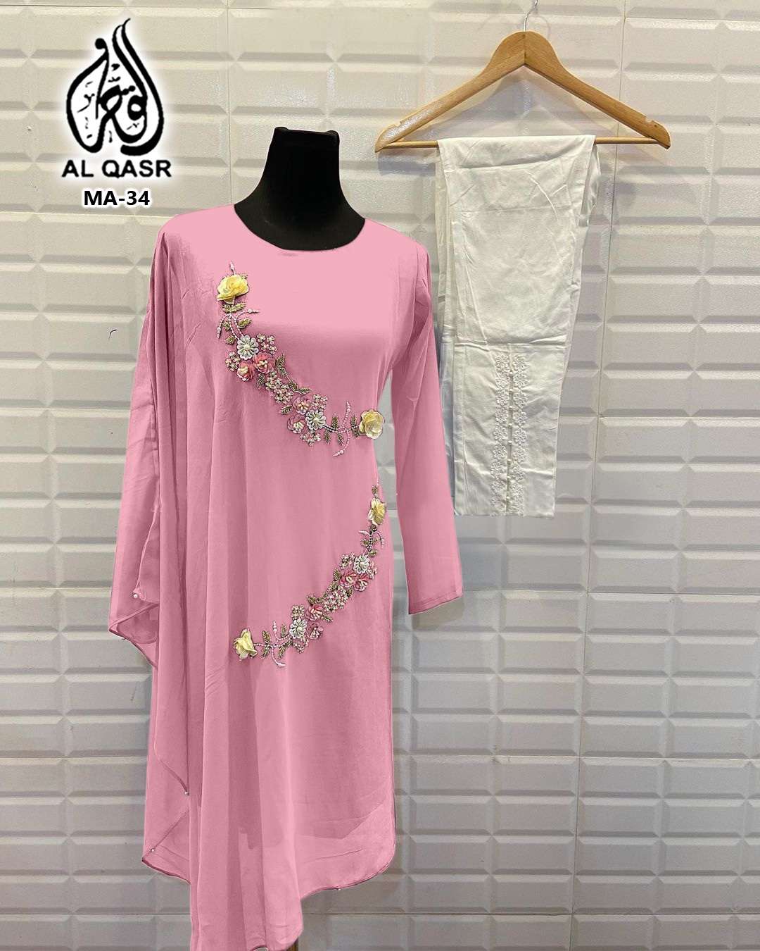 AL QASR VOL-34 BY AL QASR PURE GEORGETTE WORK KURTI & PANT