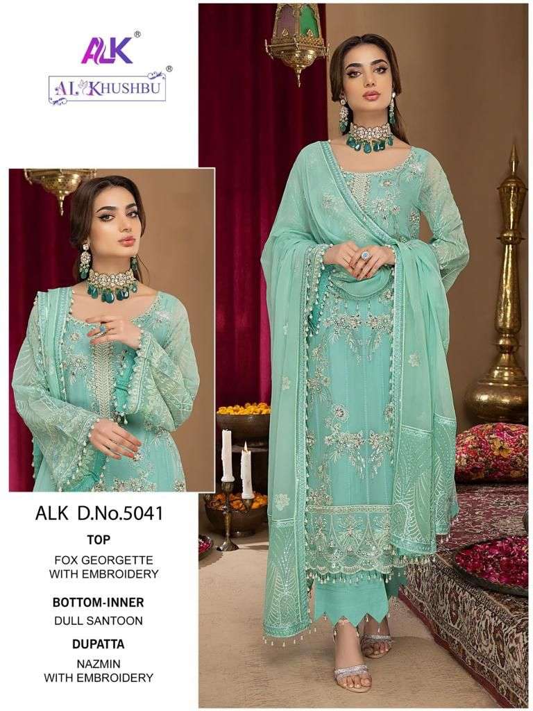 ALK-5041 HIT DESIGN BY AL KHUSHBU GEORGETTE HEAVY EMBROIDERY WORK PAKISTANI DRESS