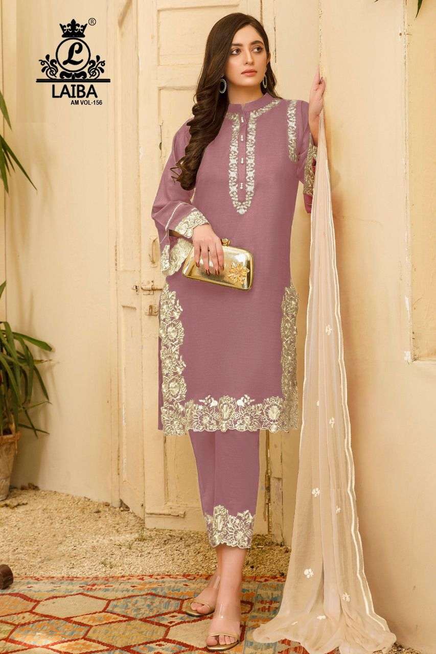 AM VOL-156 BY LAIBA PURE GEORGETTE EMBROIDERY READYMADE DRESSES