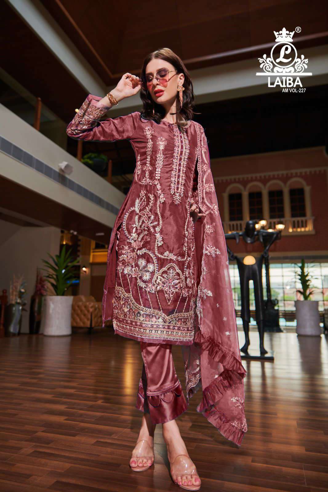 AM VOL-227 BY LAIBA PURE ORGANZA HEAVY EMBRODIERY WORK READYAMDE DRESSES