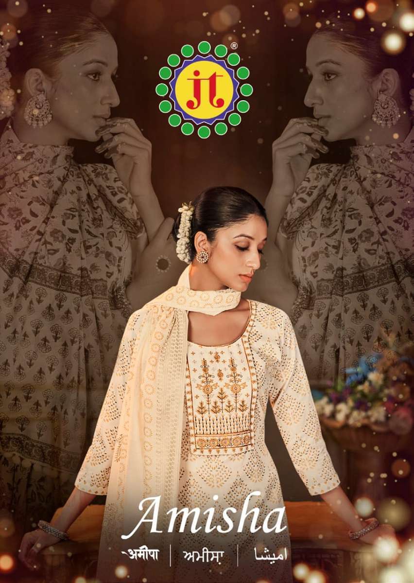 AMISHA BY JT 1001 TO 1008 SERIES SLUB COTTON PRINT READYMADE DRESSES