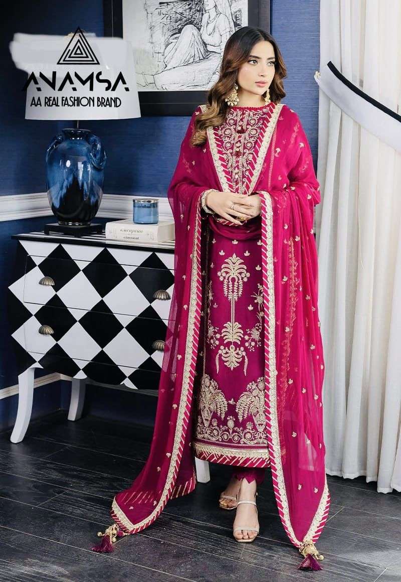 ANAMSA 229 HIT DESIGN BY ANAMSA GEORGETTE HEAVY EMBRODIERY WORK PAKISTANI DRESS