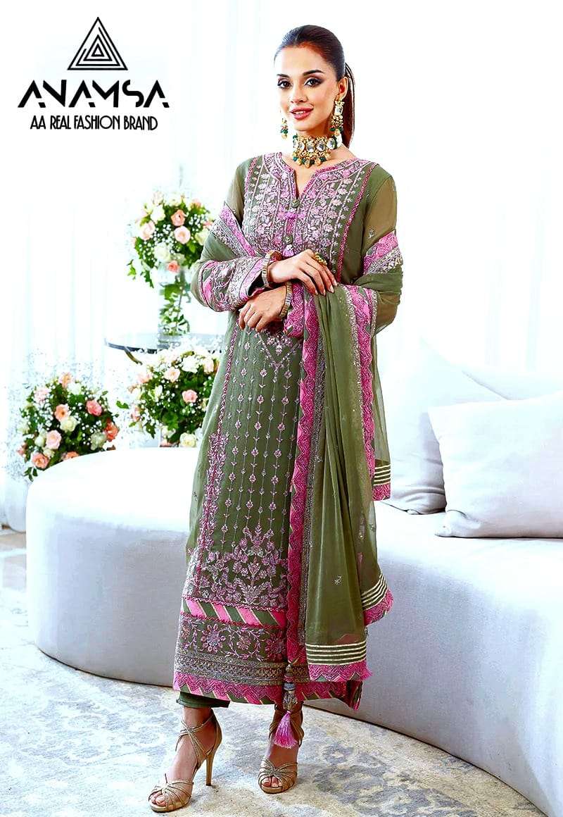 ANAMSA 232 HIT DESIGN BY ANAMSA GEORGETTE EMBROIDERY WORK PAKISTANI DRESS