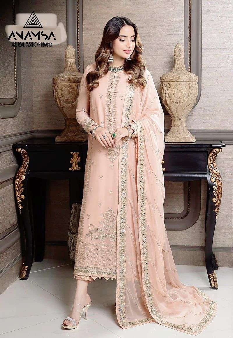 ANAMSA 236 HIT DESIGN BY ANAMSA PURE GEORGETTE EMBROIDERY WORK PAKISTANI DRESS