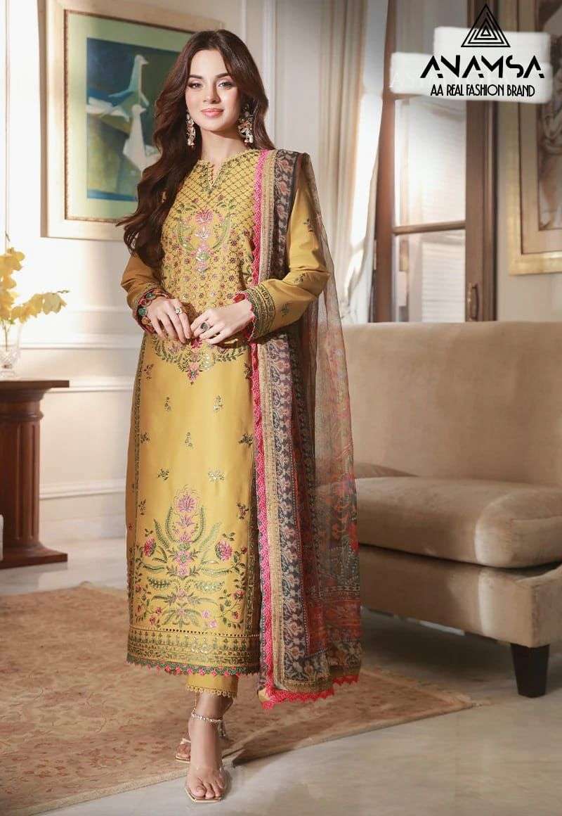 ANAMSA 238 HIT DESIGN BY ANAMSA ZAM COTTON EMBRODIERY WORK PAKISTANI DRESS