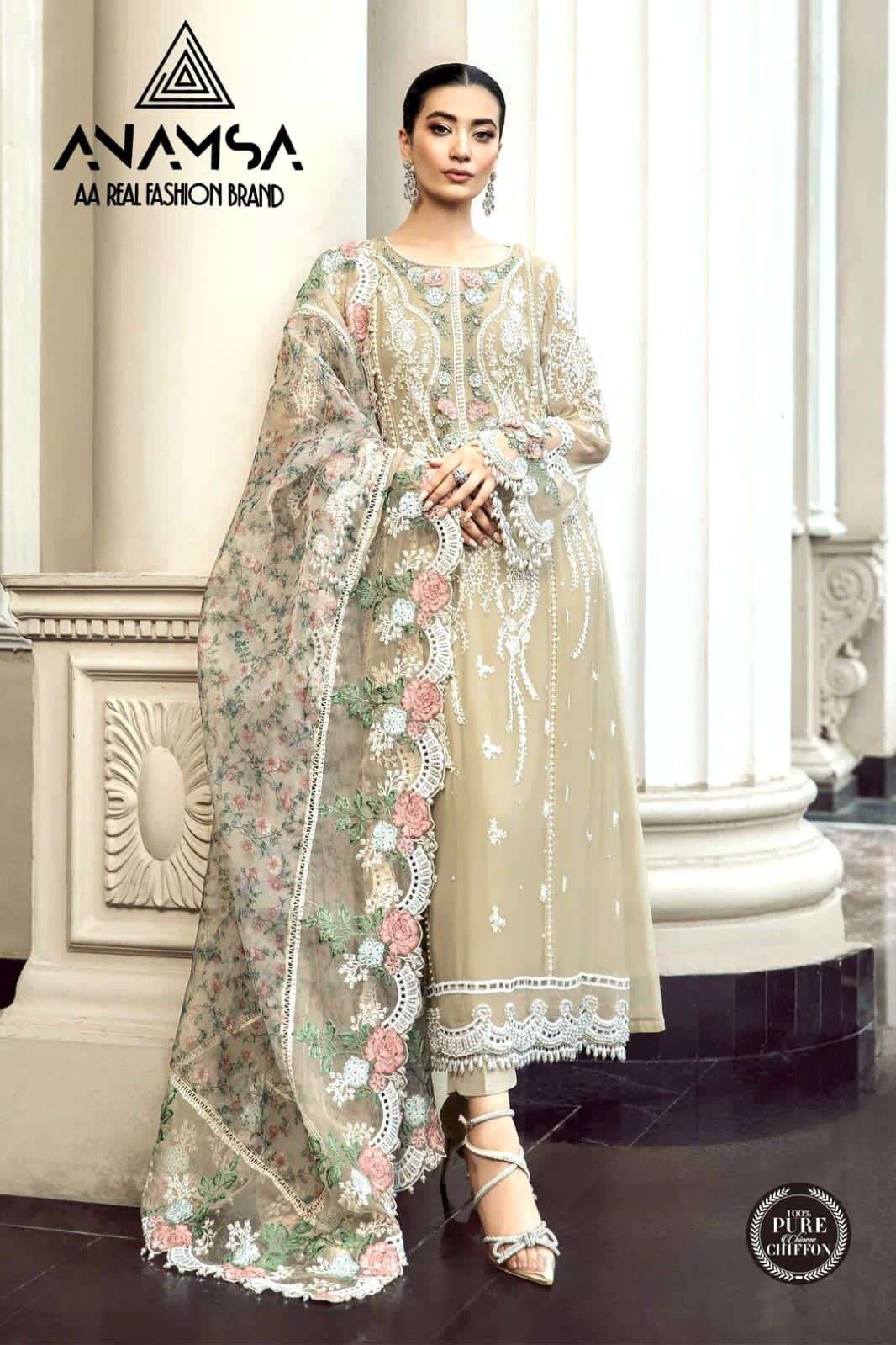 ANAMSA 240 HIT DESIGN BY ANAMSA GEORGETTE EMBROIDERY WORK PAKISTANI DRESS