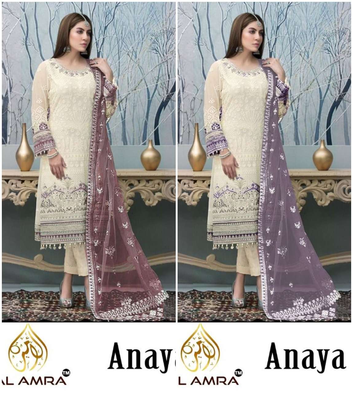 ANAYA 86-A & 86-B BY AL AMRA GEORGETTE EMBRODIERY SEQUENCE WORK PAKISTANI DRESSES