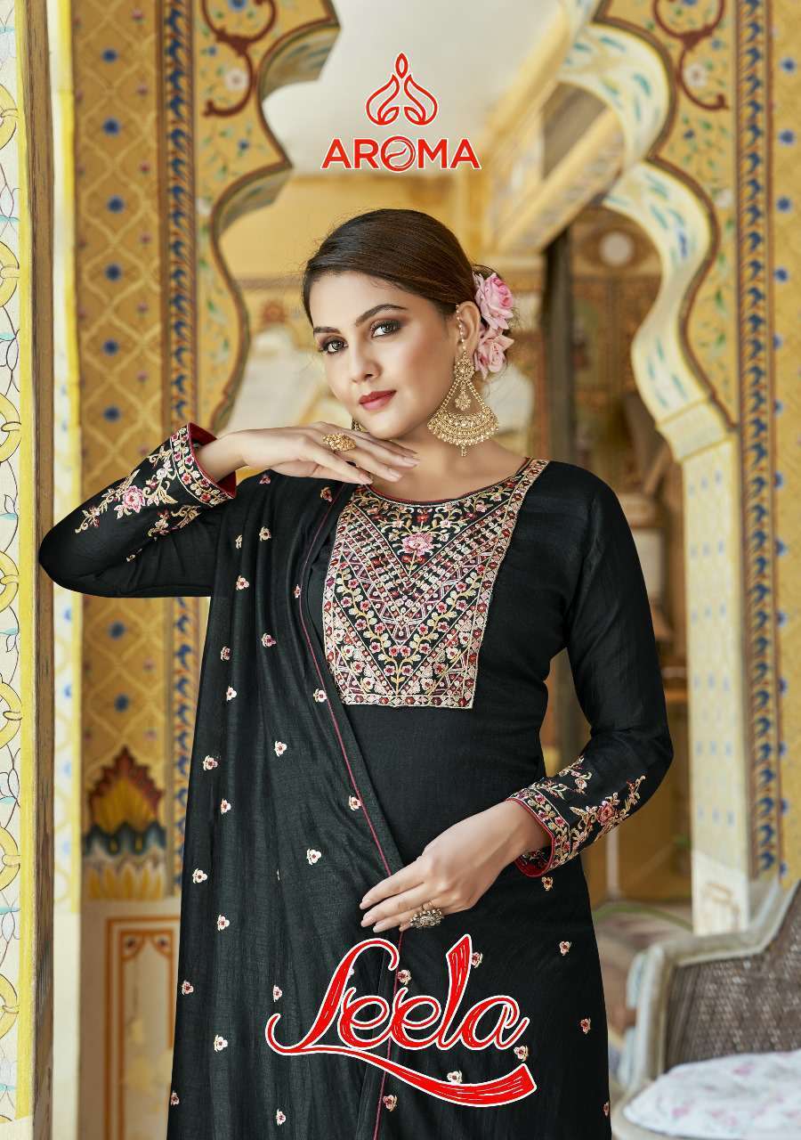 AROMA LEELA BY SARA TRENDZ 1701 TO 1704 SERIES SILK EMBROIDERY WORK DRESSES