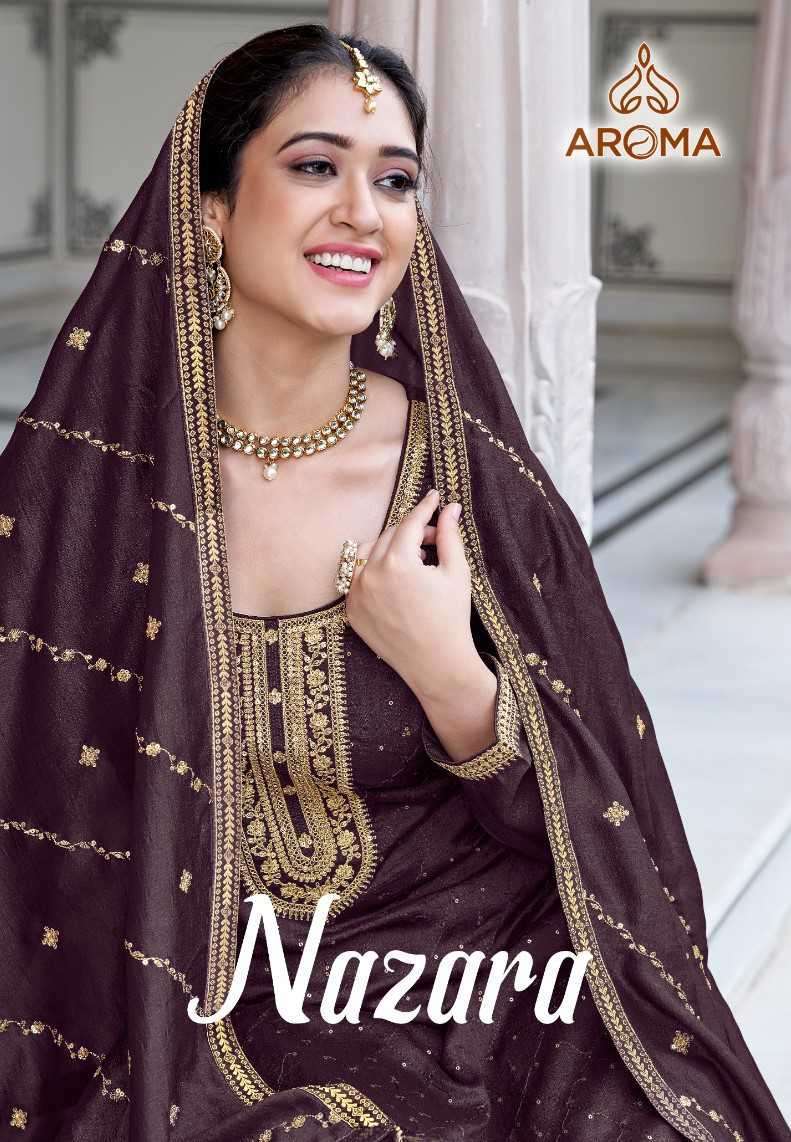 AROMA NAZARA BY SARA TRENDZ 1001 TO 1004 SERIES PREMIUM SILK WORK DRESSES