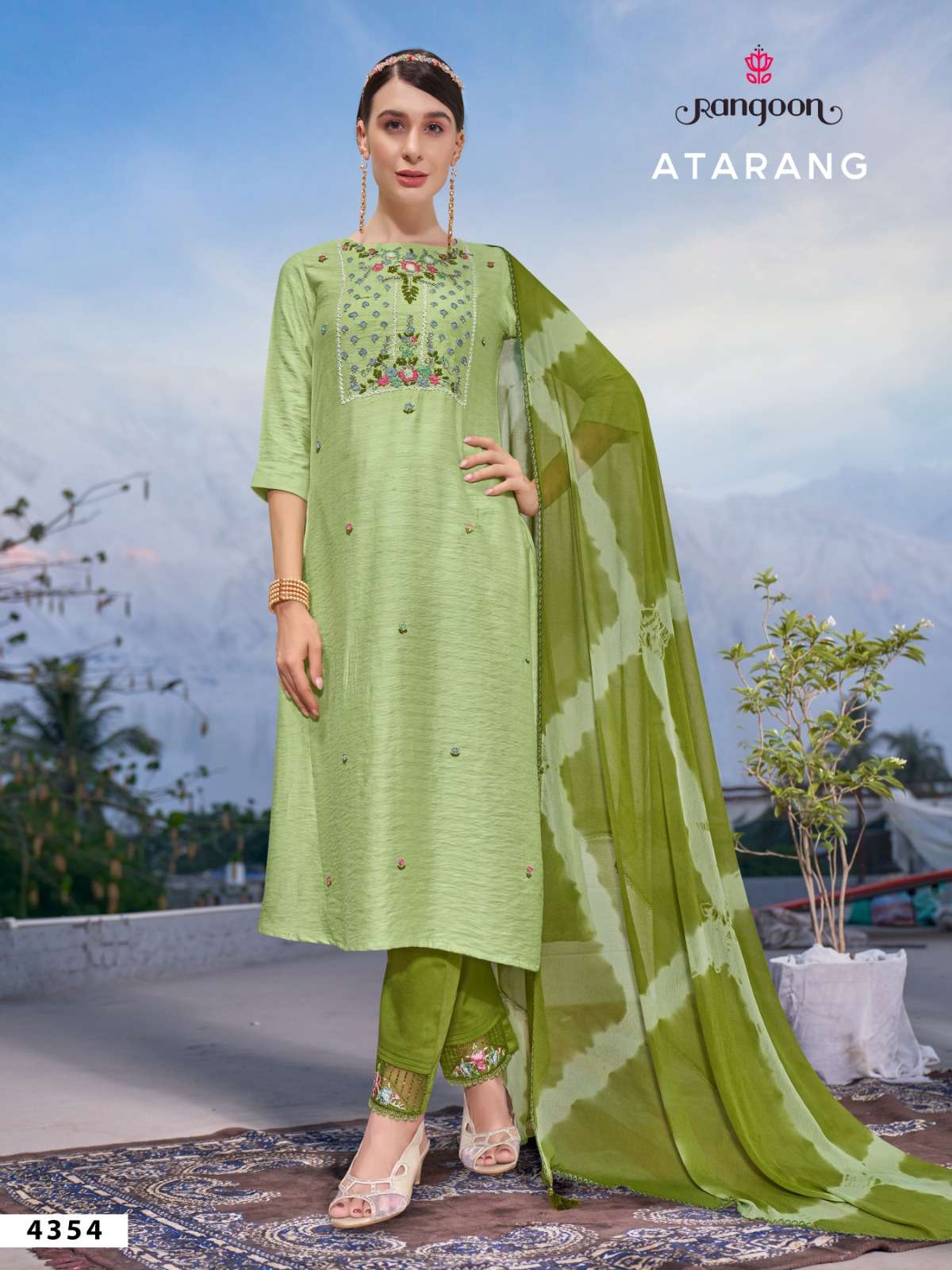 ATRANG BY RANGOON 4351 TO 4354 SERIES VISCOSE HAND WORK READYMADE DRESSES