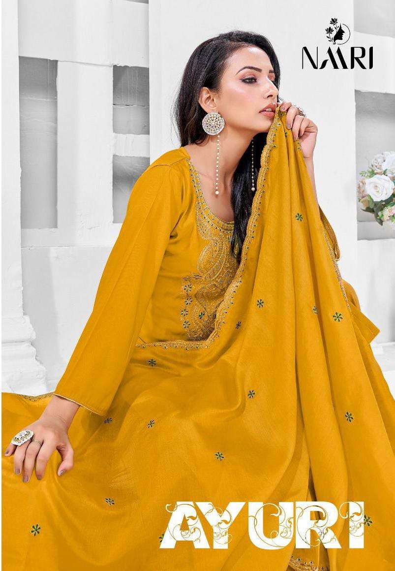 AYURI BY NAARI 9301 TO 9304 SERIES PURE SILK HEAVY EMBROIDERY WORK DRESSES