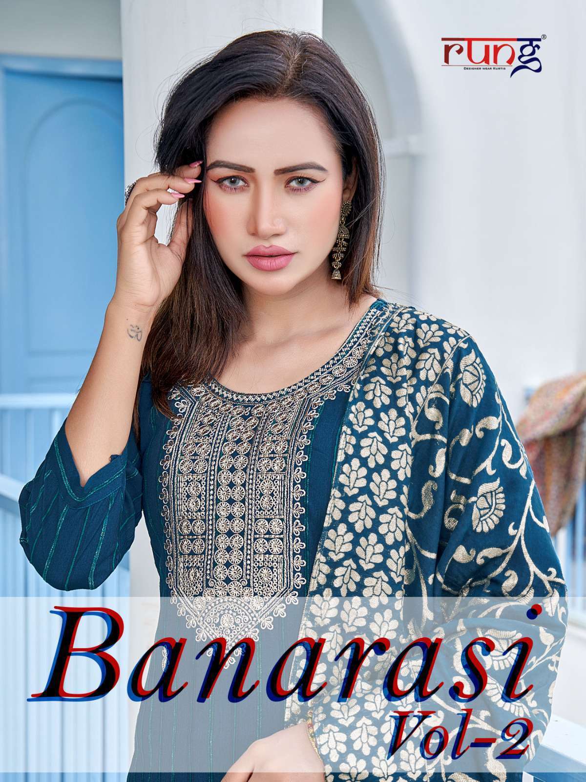 BANARASI VOL-2 BY RUNG 1001 TO 1006 SERIES RAYON EMBROIDERY READYMADE DRESSES