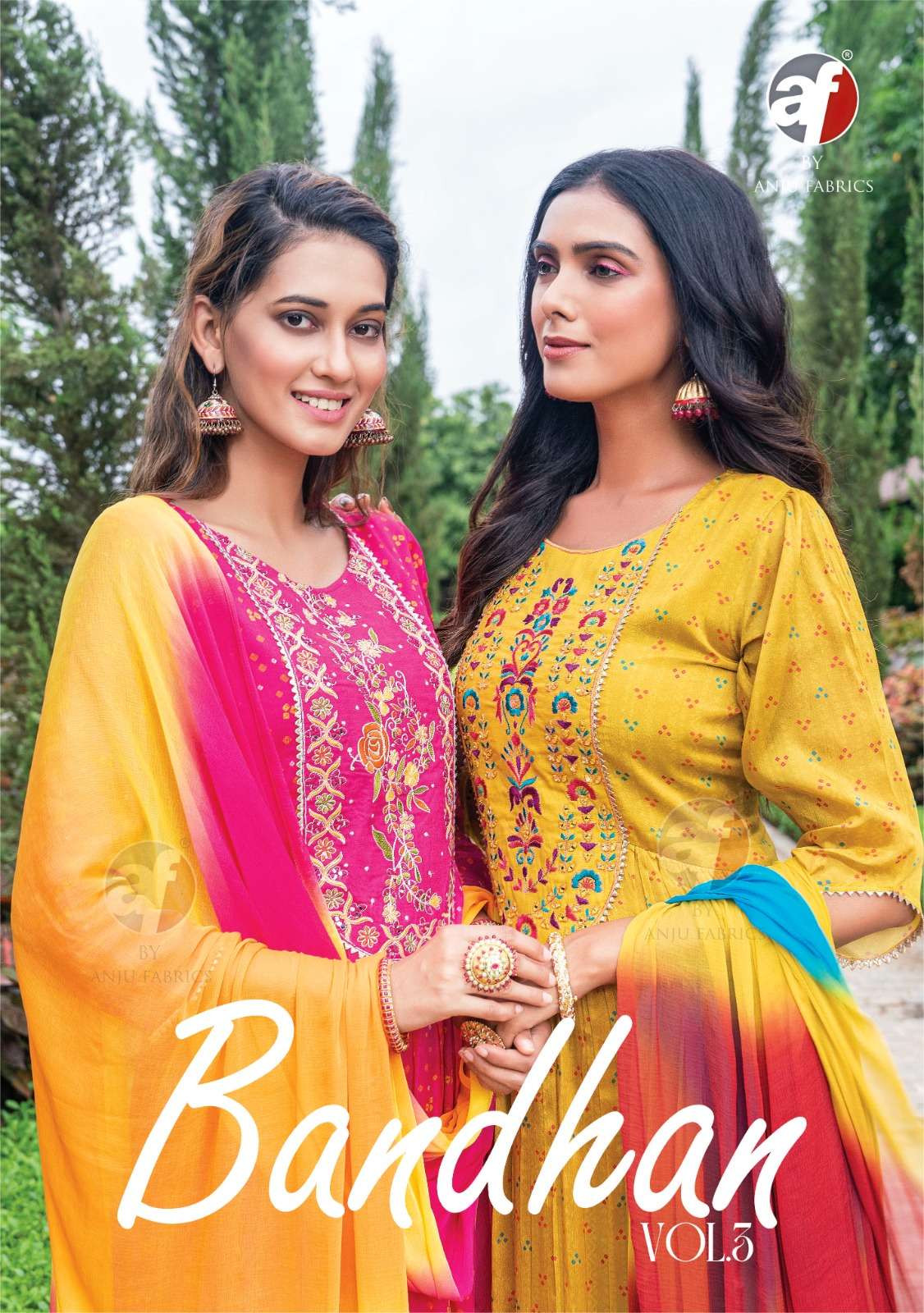 BANDHAN VOL-3 BY ANJU FABRICS 3231 TO 3233 SERIES CHINON CHIFFON WORK READYMADE DRESSES