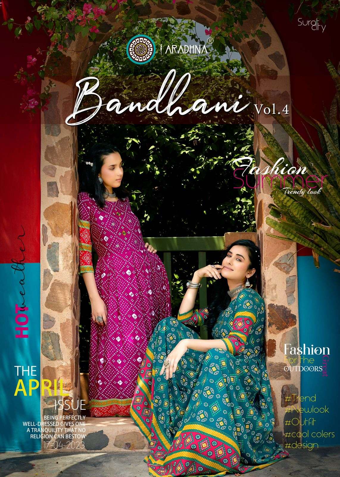 BANDHANI VOL-4 BY ARADHNA 4001 TO 4012 SERIES RAYON PRINT WORK GOWNS