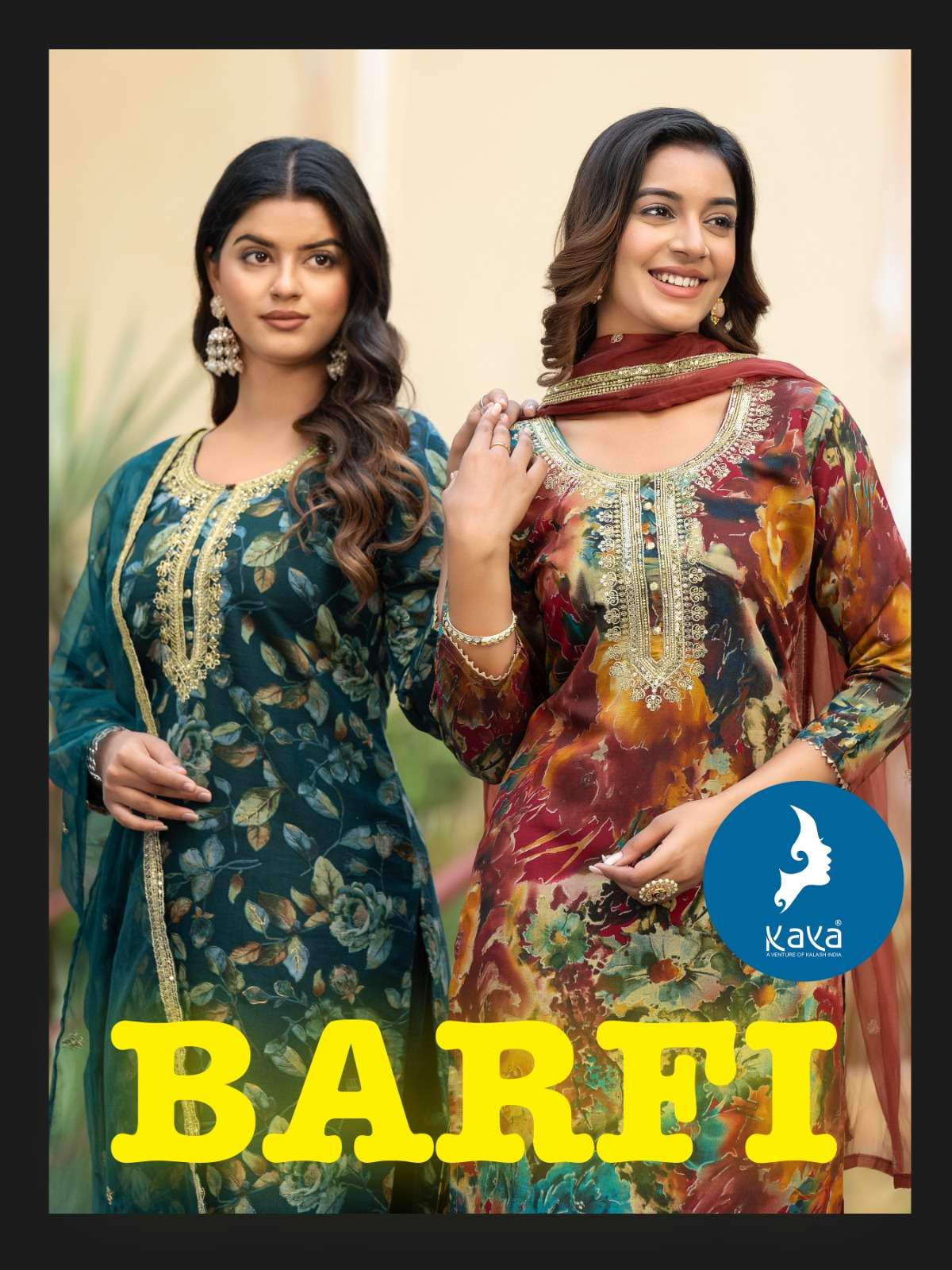 BARFI BY KAYA 01 TO 08 SERIES CHANDERI MODAL PRINT WORK READYAMDE DRESSES