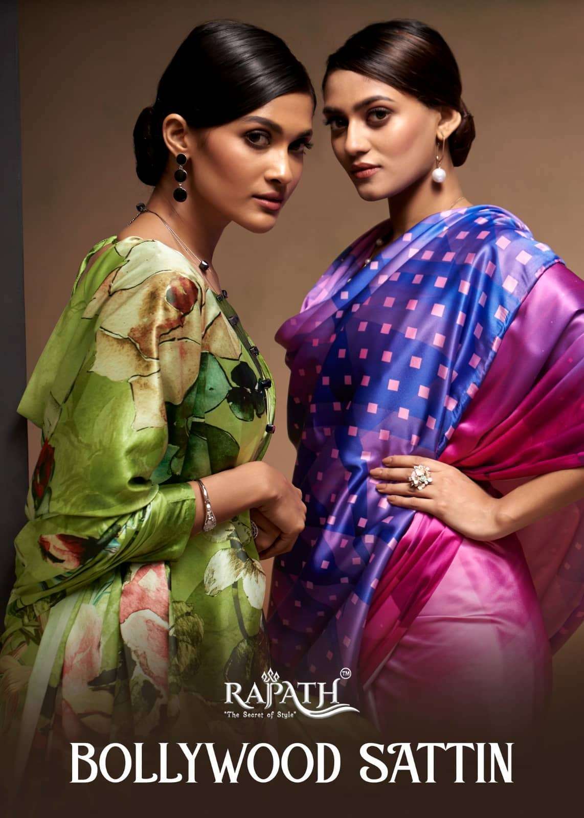 BOLLYWOOD SATTIN BY RAJPATH 159001 TO 159006 SERIES SATIN CREPE PRINT SAREES