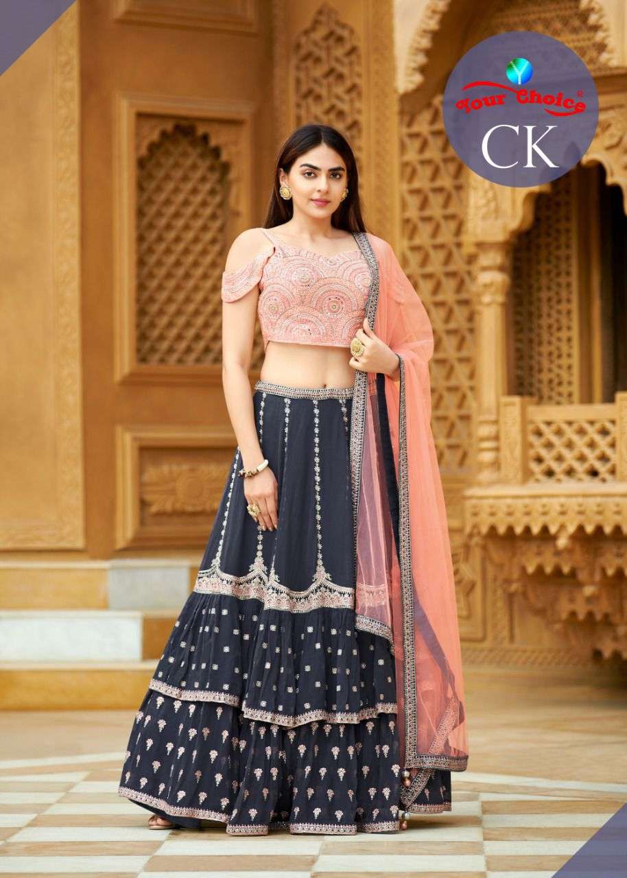 CK BY YOUR CHOICE 4301 TO 4304 SERIES BLOOMING GEORGETTE WORK READYMADE LEHENGAS