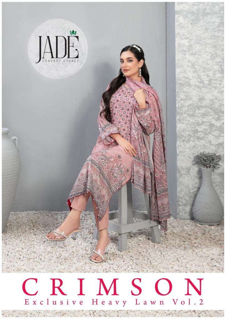 CRIMSON EXCLUSIVE HEAVY LAWN VOL-2 BY JADE 201 TO 206 SERIES LAWN PAKISTANI PRINT DRESSES