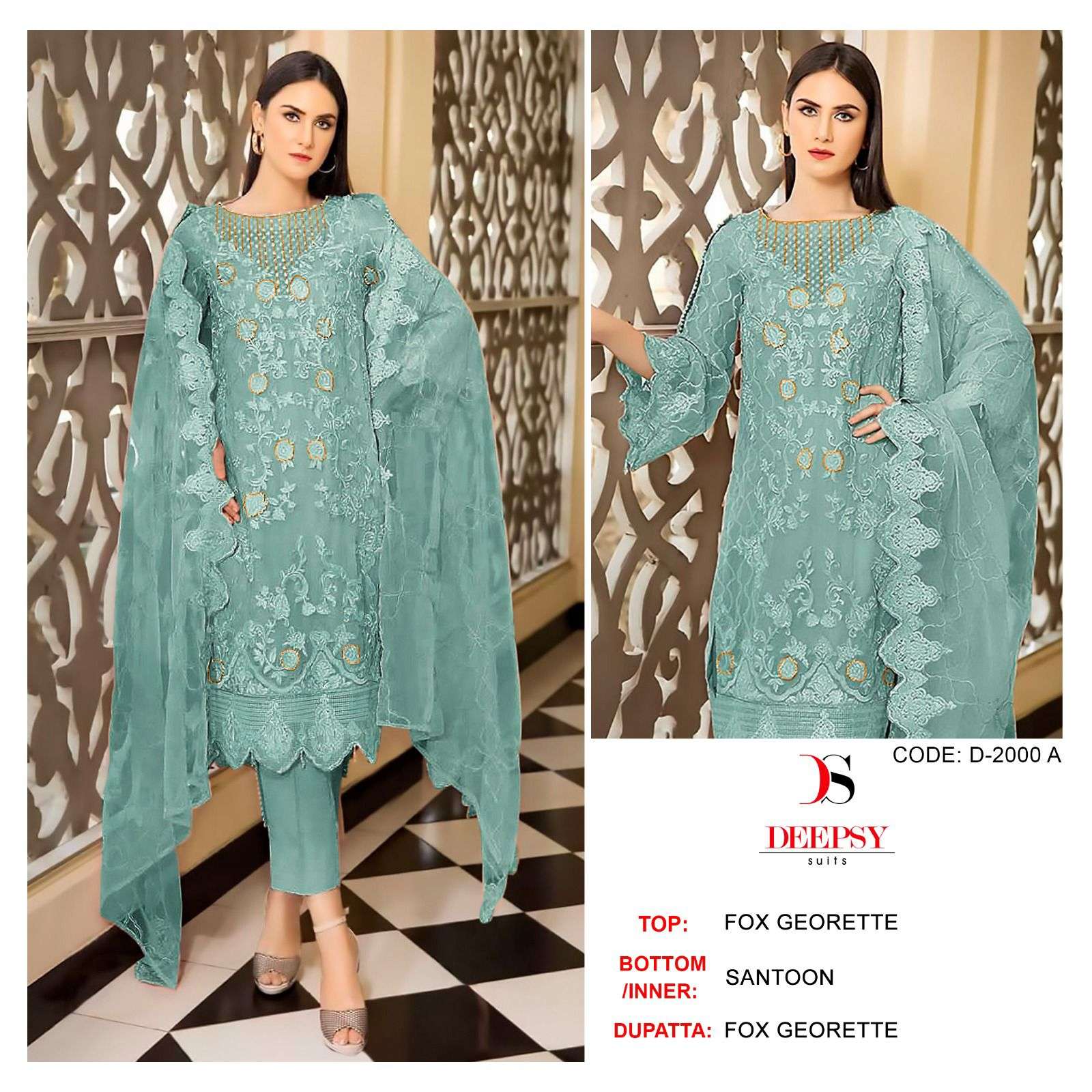 D-2000 COLOURS BY DEEPSY SITS 2000-A TO 2000-D SERIES GEORGETTE WORK PAKISTANI DRESSES