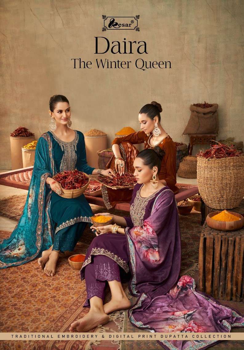 DAIRA BY KESAR 198-001 TO 198-006 SERIES VELVET EMBROIDERY WORK WINTER WEAR DRESSES