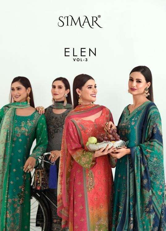 ELAN VOL-3 BY SIMAR 2817 TO 2822 SERIES PURE VISCOSE MUSLIN EMBROIDERY WORK DRESSES