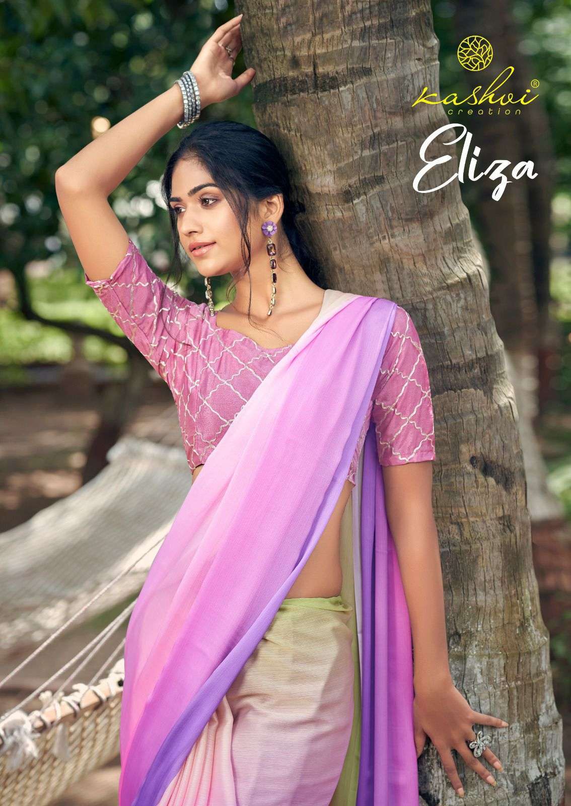 ELIZA BY KASHVI CREATION 1001 TO 1008 SERIES SOFT SATIN PRINT CASUAL SAREES