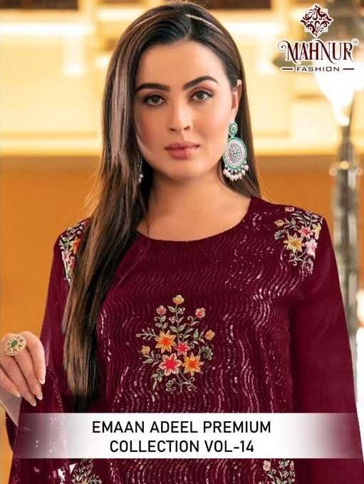 EMAAN ADEEL PREMIUM COLLECTION VOL-14 BY MAHNUR FASHION GEORGETTE HEAVY WORK DRESSES