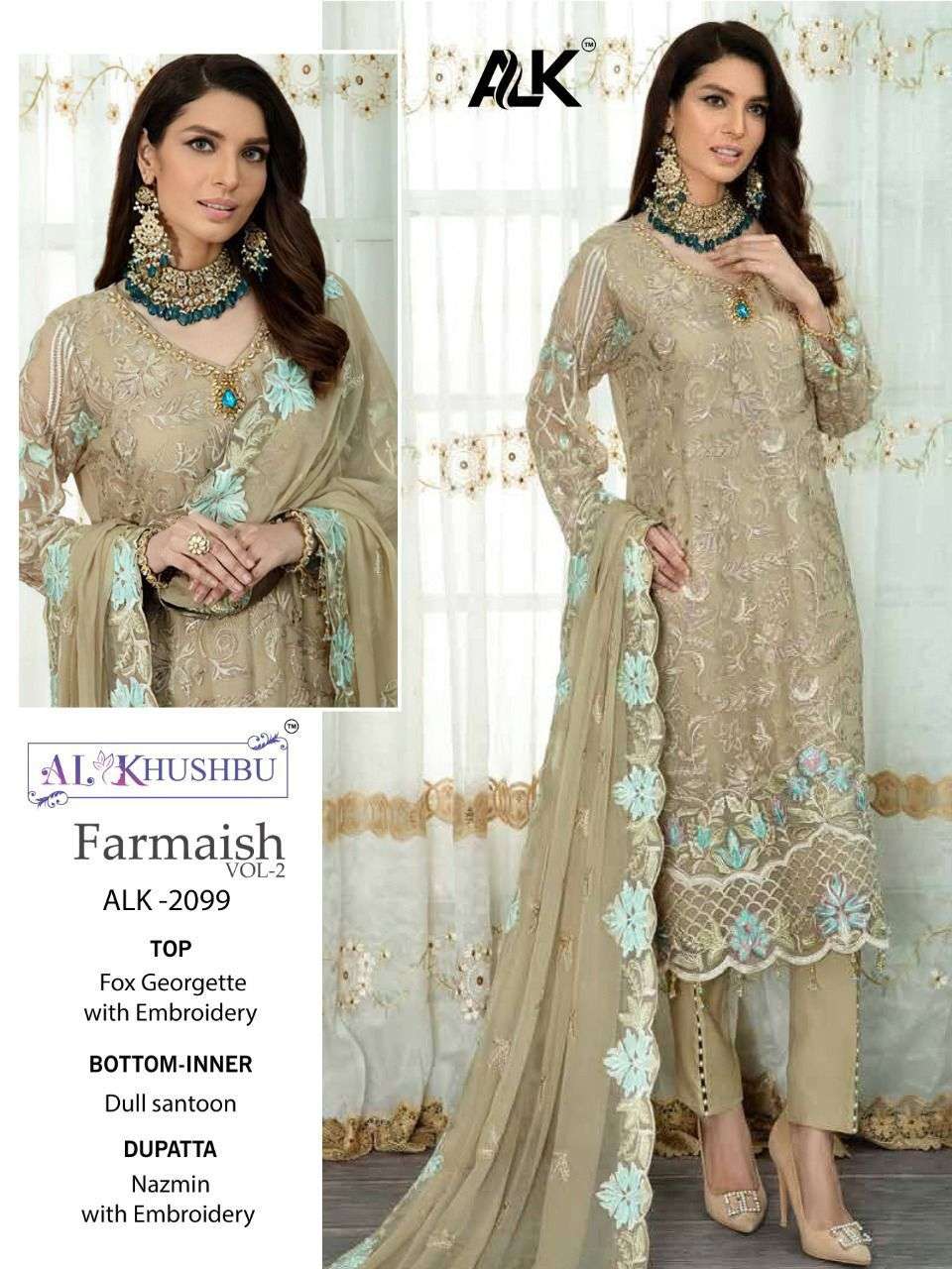 FARMAISH 2099 HIT DESIGN BY AL KHUSHBU FAUX GEORGETTE WORK PAKISTANI DRESS