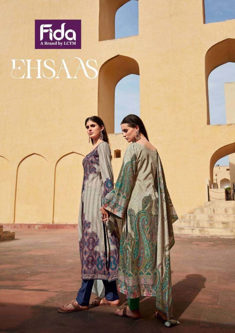 FIDAA EHSAAS BY AQSAWHOLESALE 1001 TO 1006 SERIES WOOL PRINT WORK DRESSES