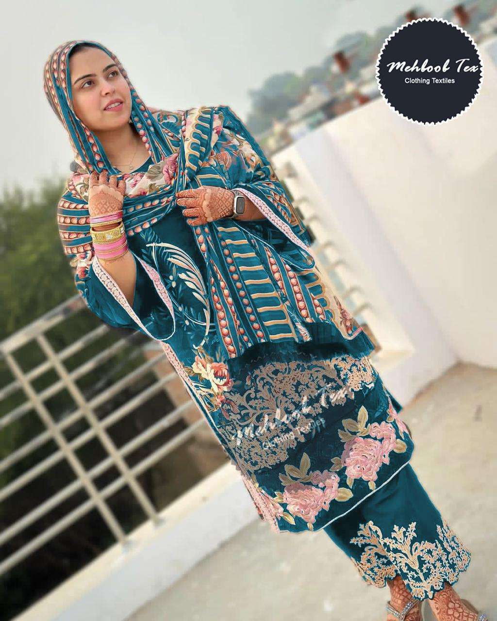 FIRDOUS 1181-B BY MEHBOOB TEX PURE COTTON PRINT WORK PAKISTANI DRESS