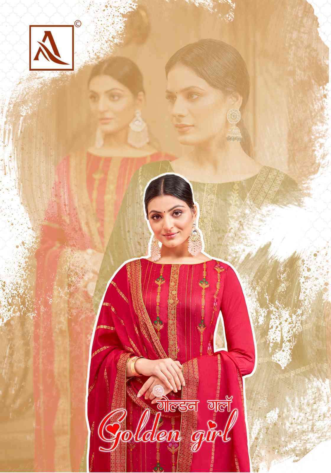 GOLDEN GIRL BY ALOK SUIT 1254-001 TO 1254-006 SERIES VISCOSE EMBROIDERY WORK DRESSES