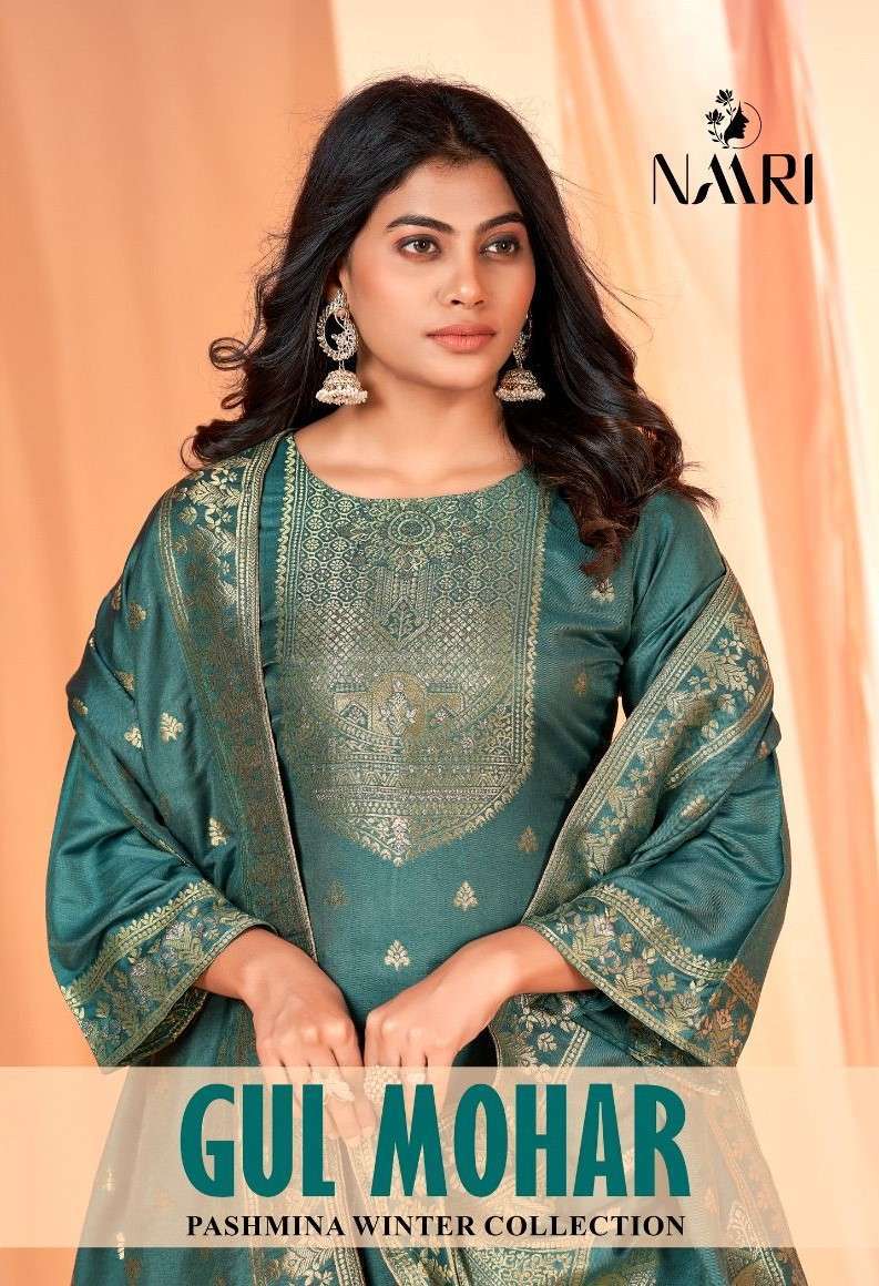 GUL MOHAR BY NAARI 26001 TO 26004 SERIES PASHMINA JACQUARD WORK WINTER WEAR DRESSES