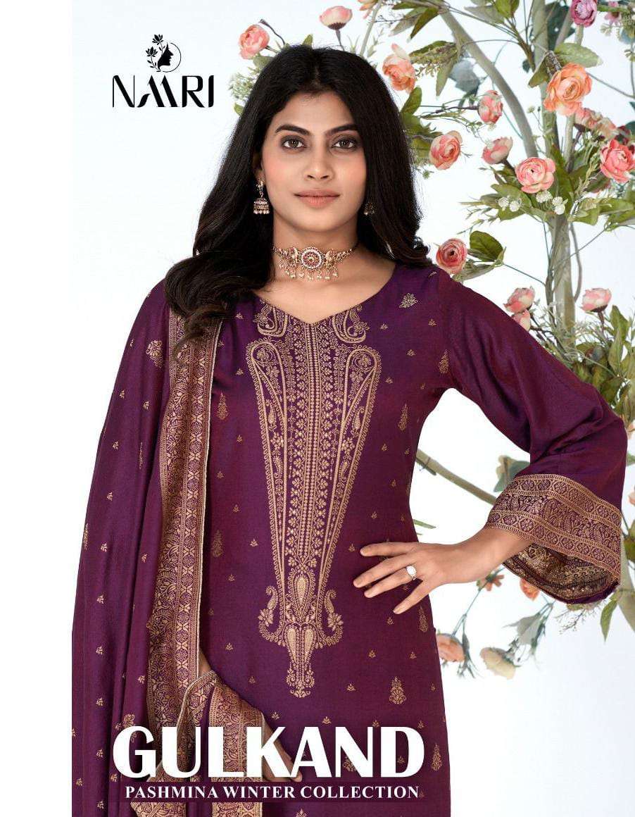 GULKAND BY NAARI 27001 TO 27004 SERIES VISCOSE PASHMINA WORK DRESSES