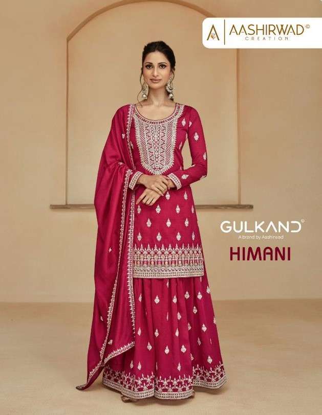 GULKAND HIMANI BY AASHIRWAD CREATION 9749 TO 9752 SERIES SILK HEAVY WORK DRESSES