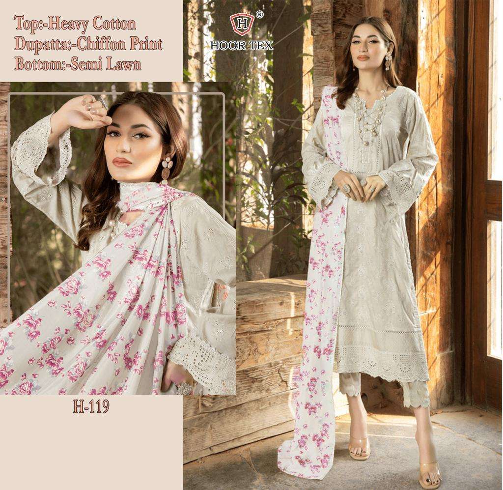 H-119 HIT DESIGN BY HOOR TEX COTTON PRINT EMBROIDERY WORK PAKISTANI DRESS