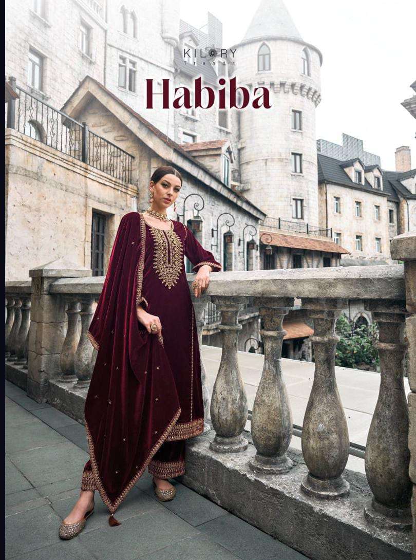 HABIBA BY KILORY TRENDZ 701 TO 706 SERIES PREMIUM VELVET EMBROIDERY WORK DRESSES