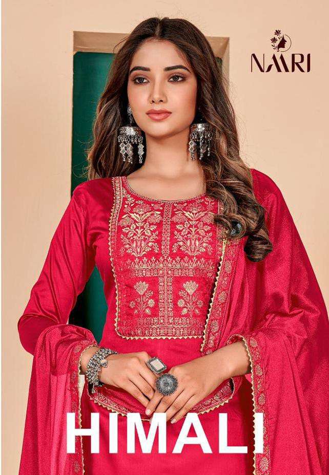 HIMALI BY NAARI 7501 TO 7504 SERIES PURE JAM JACQUARD WORK DRESSES